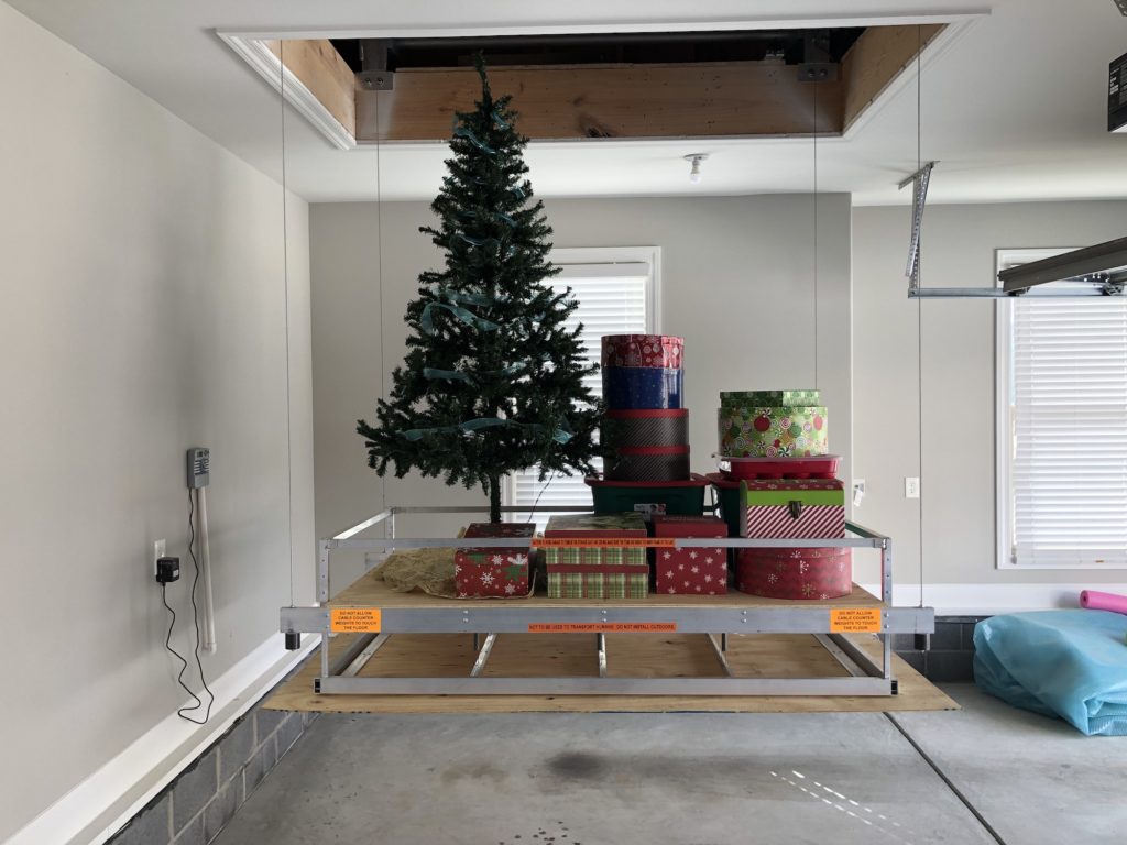 christmas items on attic lift