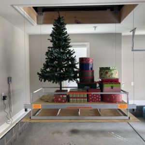 christmas items on attic lift